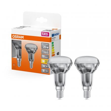 2er Pack OSRAM LED E14 Reflektor R50 36° Abstrahlwinkel 1.5W wie 25W warmweiß